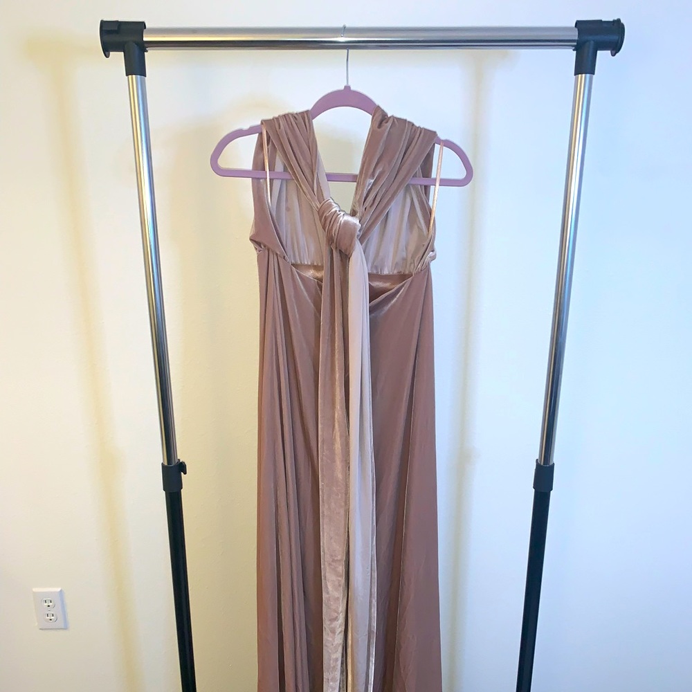 *BRIDESMAID DRESS* Revelry Micah Convertible Velvet Dress - Champagne Color